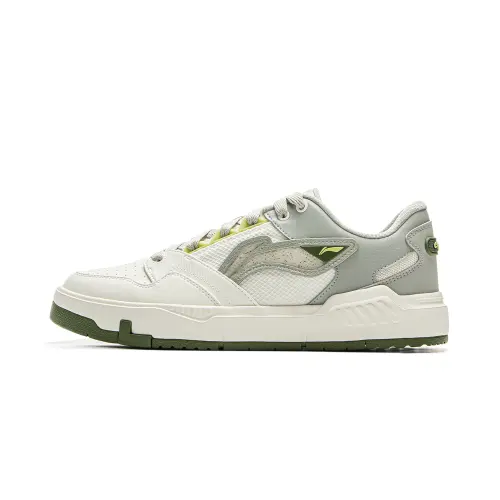Li Ning COMMOM 80s Slip Resistant Abrasion Resistant Low top Skateboard Shoes Men's White Green