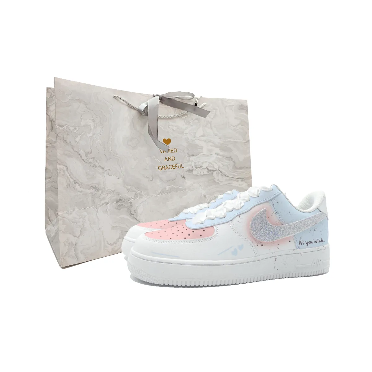 Nike Air Force 1 Slip Resistant Abrasion Resistant Low top Skateboard Shoes Unisex Sky Blue