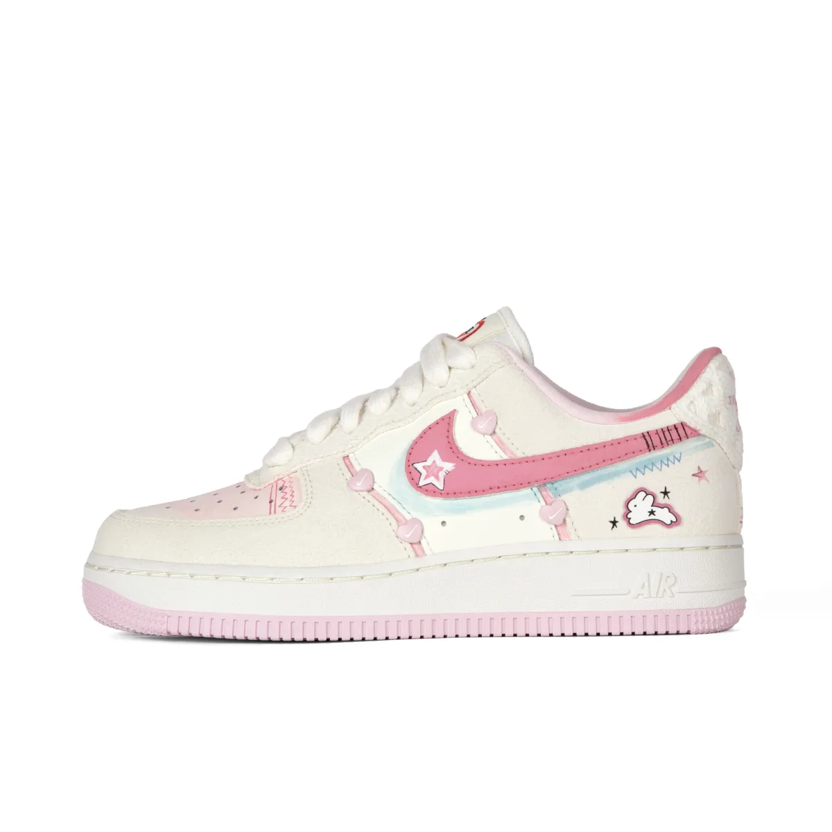 Nike Air Force 1 Slip Resistant Abrasion Resistant Low top Skateboard Shoes Women's Beige Pink