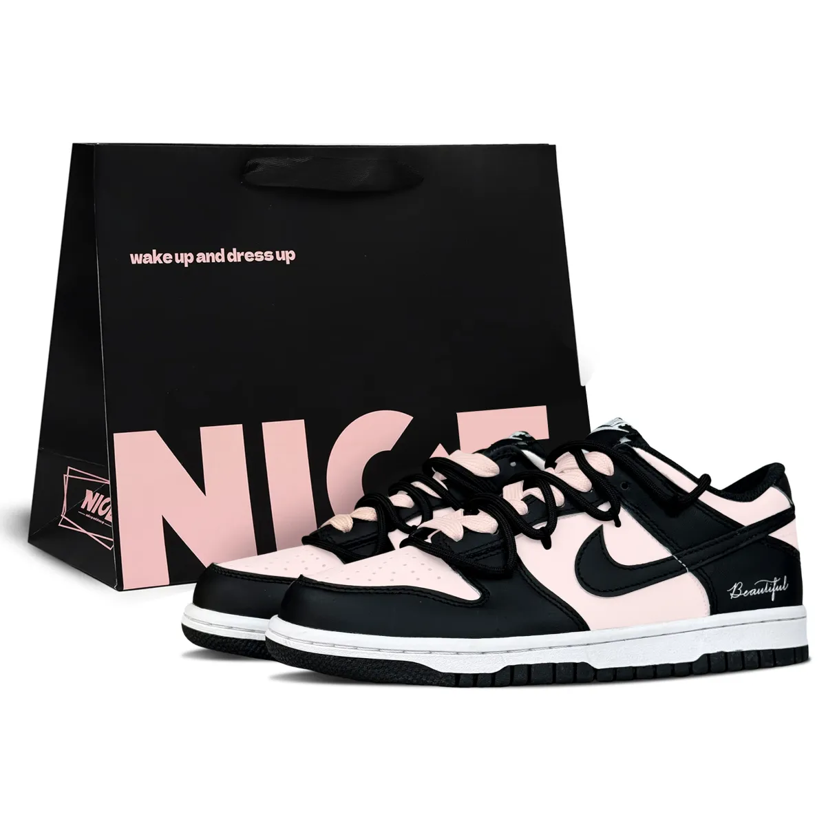 Nike Dunk Low top Skateboard Shoes Women's Black Pink