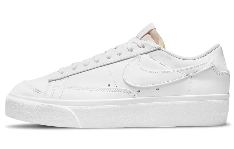 Nike Blazer Platform Synthetic Leather, Split Cow Leather Comfortable Low top Skateboard Shoes Women's Pure White