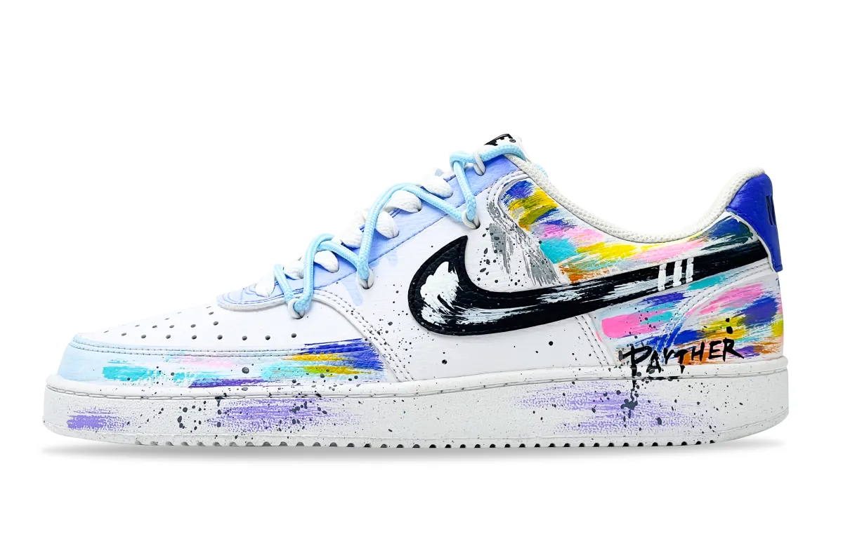 Nike Court Vision 1 Slip Resistant Cushioning Abrasion Resistant Low top Skateboard Shoes Unisex White Blue
