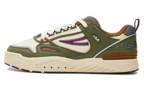FILA SLAM Leather Slip Resistant Abrasion Resistant Low top Skateboard Shoes Men's White Green