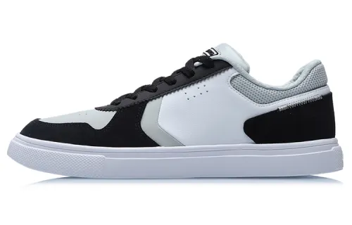Li Ning Abrasion Resistant Breathable Low top Skateboard Shoes Men's Black Gray White