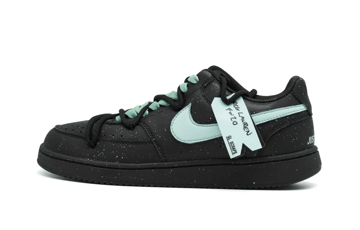 Nike Court Vision Abrasion Resistant Low top Skateboard Shoes Unisex Black Cyan
