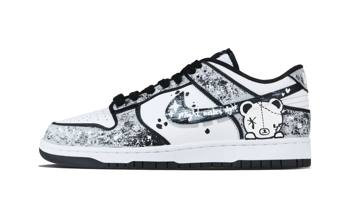 Nike Dunk Powerful Cute Boss Abrasion Resistant Abrasion Resistant Low top Skateboard Shoes Unisex Black White