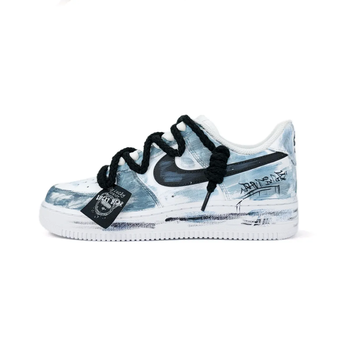 Nike Air Force 1 Coverage Slip Resistant Abrasion Resistant Low top Skateboard Shoes Unisex Cement Gray Blue