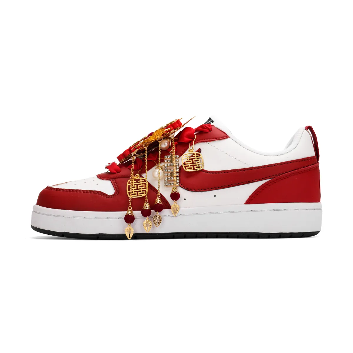 Nike Court Borough Golden Jade Perfect Match Abrasion Resistant Low top Skateboard Shoes Unisex Red White