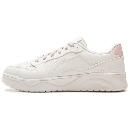 Li Ning Fresh Look Slip Resistant Cushioning Abrasion Resistant Low top Skateboard Shoes Women's White Pink