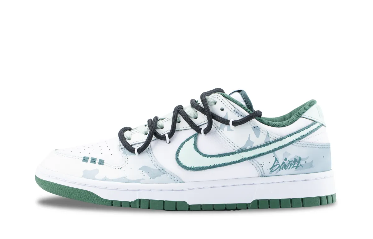 Nike Dunk Dark Ether Silver Mist Abrasion Resistant Low top Skateboard Shoes Unisex White Green
