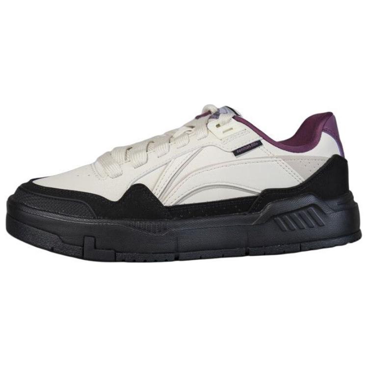 Li Ning Common 80s Slip Resistant Abrasion Resistant Low top Skateboard Shoes Women's White Black
