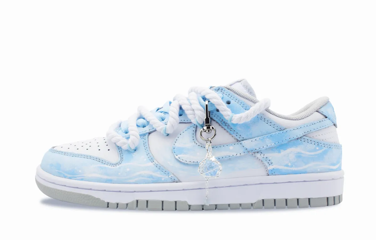 Nike Dunk Cerulean Ocean Leather Cushioning, Wear Resistant Low top Skateboard Shoes Unisex Sky Blue