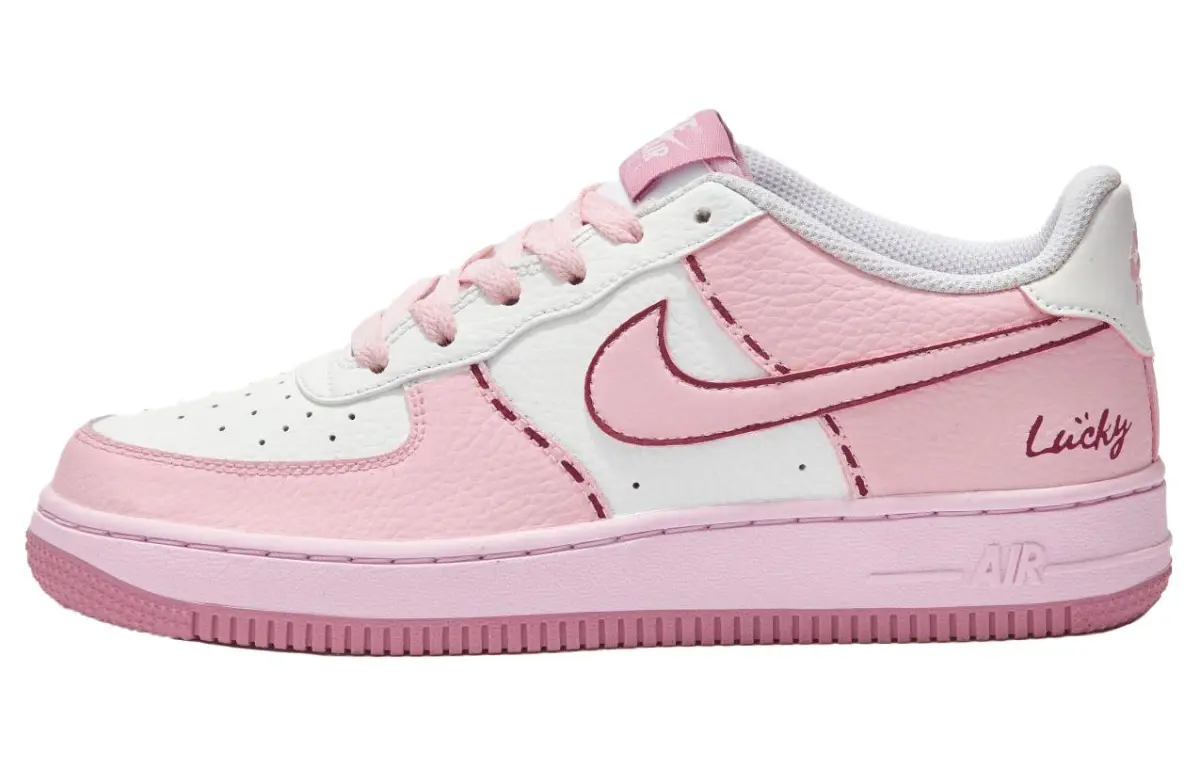 Nike Air Force 1 Fleeing Sweetheart SAML Slip Resistant Abrasion Resistant Low top Skateboard Shoes GS Pink White