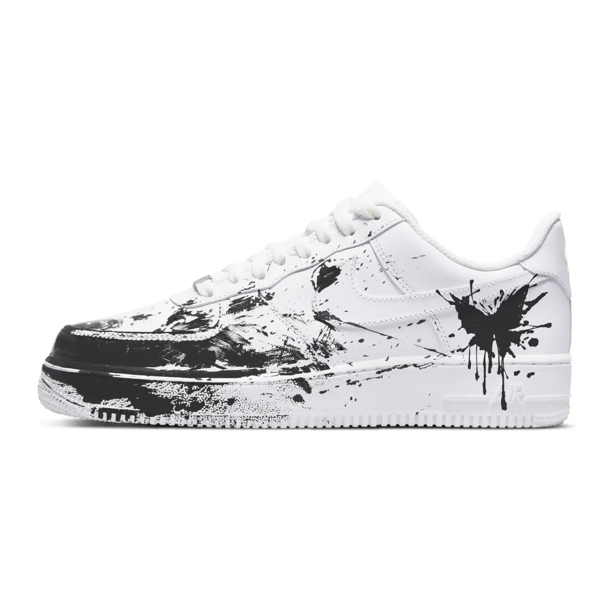 Nike Air Force 1 Slip Resistant Abrasion Resistant Low top Skateboard Shoes Unisex Black White