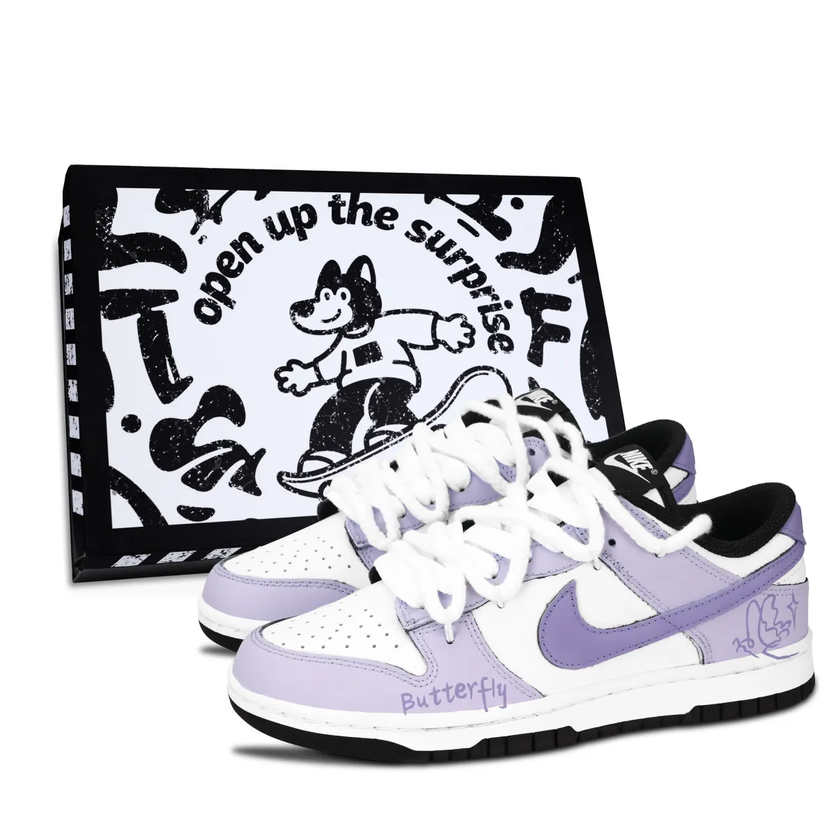 Nike Dunk Black White, Ni Diecuo Li Abrasion Resistant Abrasion Resistant Low top Skateboard Shoes Unisex Purple