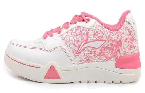 Li Ning Skateboard Shoes Women's Low Top White/Pink