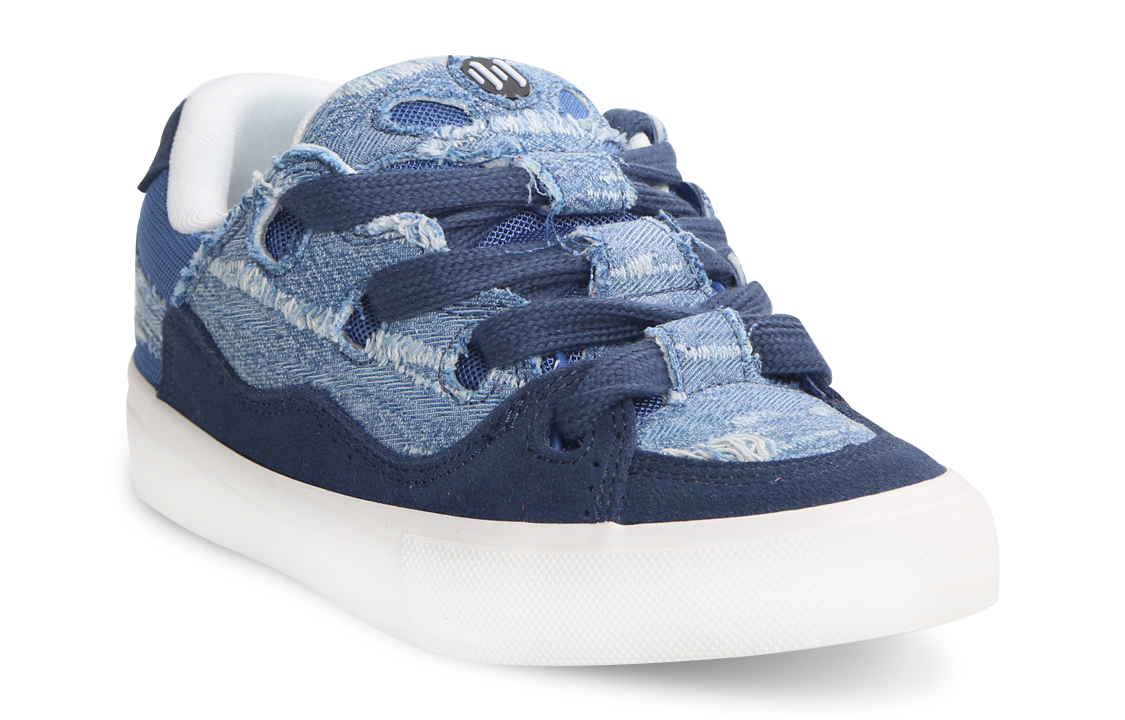 Ollieskate Suede Slip Resistant Cushioning Abrasion Resistant Low top Skateboard Shoes Unisex Denim Blue