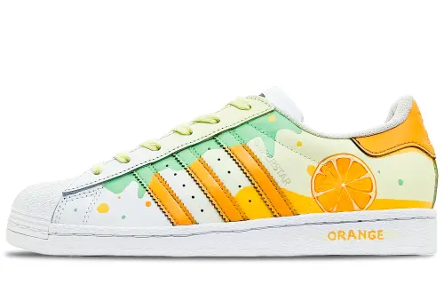 Adidas Originals Superstar Low top Skateboard Shoes Women's Yellow Orange Green