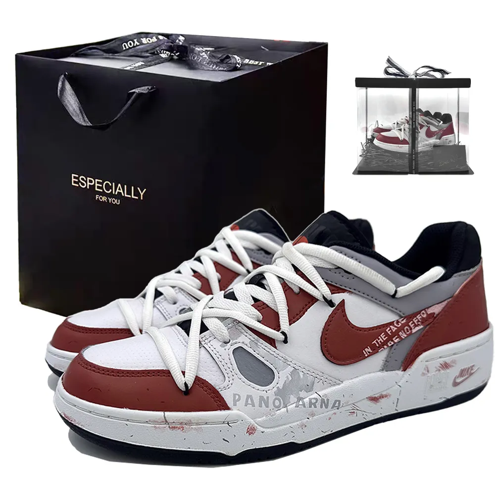 Nike Full Force Low Light Panorama Skateboard Shoes Men's Red White