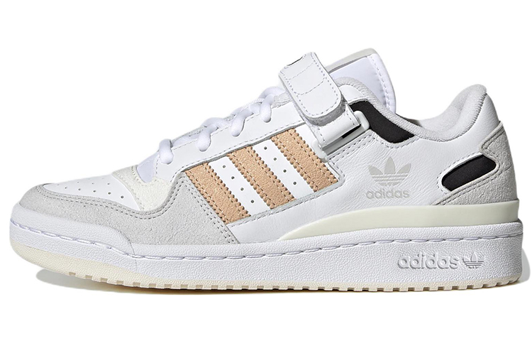 Adidas originals FORUM Low leather suede three stripes wear-resistant low-top sneakers women's white gray