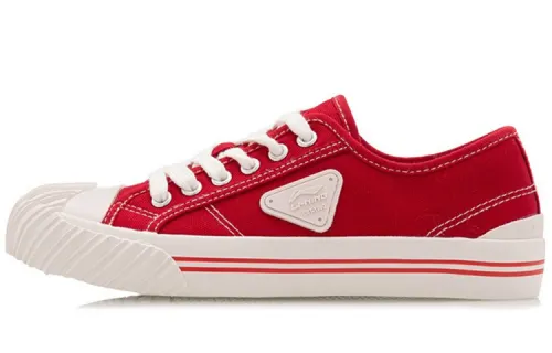 Li Ning Cookie Skateboard Shoes Women's Low Top Red White