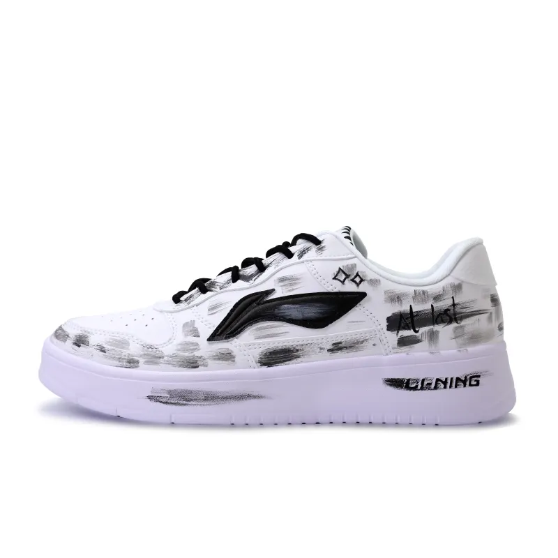 Li Ning Floating Boat Between White, Hand Drawn, Graffiti Synthetic Leather