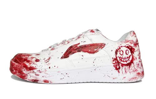 Li Ning Floating Boat Slip Resistant Abrasion Resistant Low top Skateboard Shoes Unisex White Red
