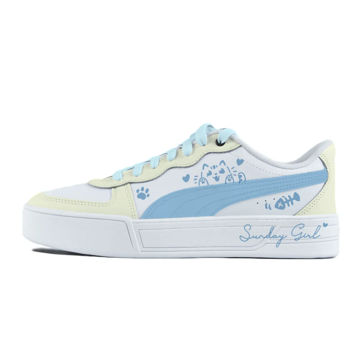 PUMA Skye Abrasion Resistant Balance Low top Skateboard Shoes Women's Yellow Blue