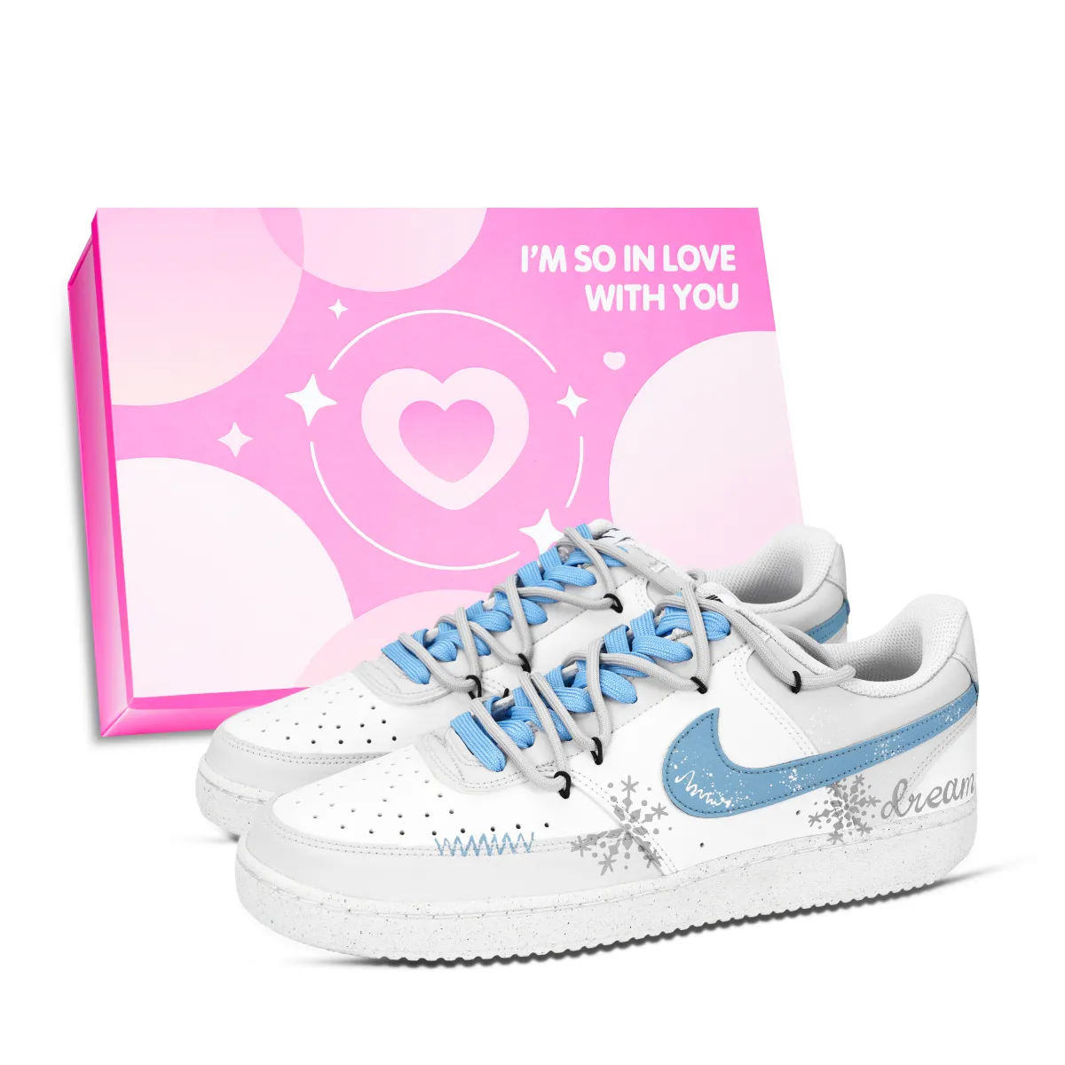 Nike Court Vision 1 Dream Snowflake, Pink Box Abrasion Resistant Abrasion Resistant Low top Skateboard Shoes Unisex