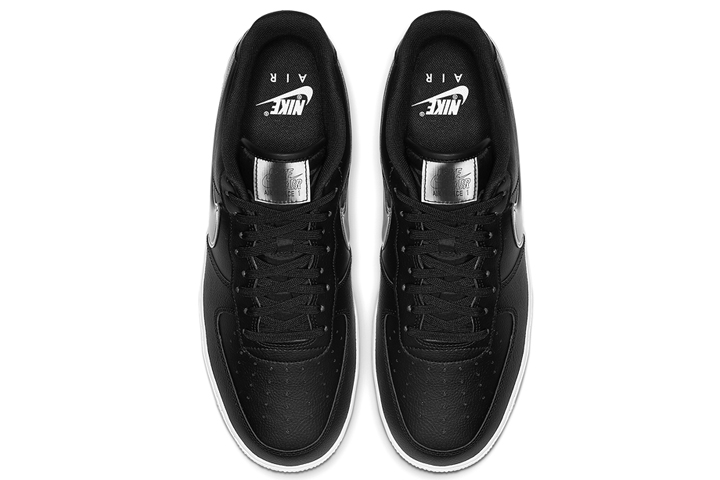 Мужские кеды Nike Air Force 1 (черно-серебристые) — Чёрный / серебристый — фото 3
