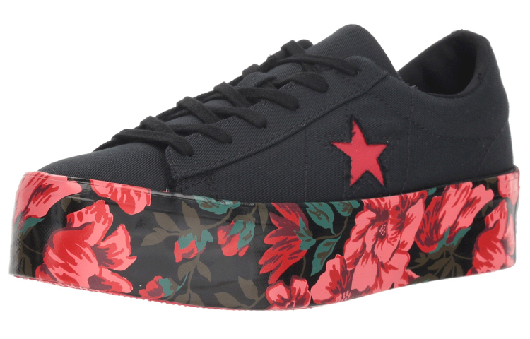 Женские кеды Converse one star Ox (черно-красный) — фото 2