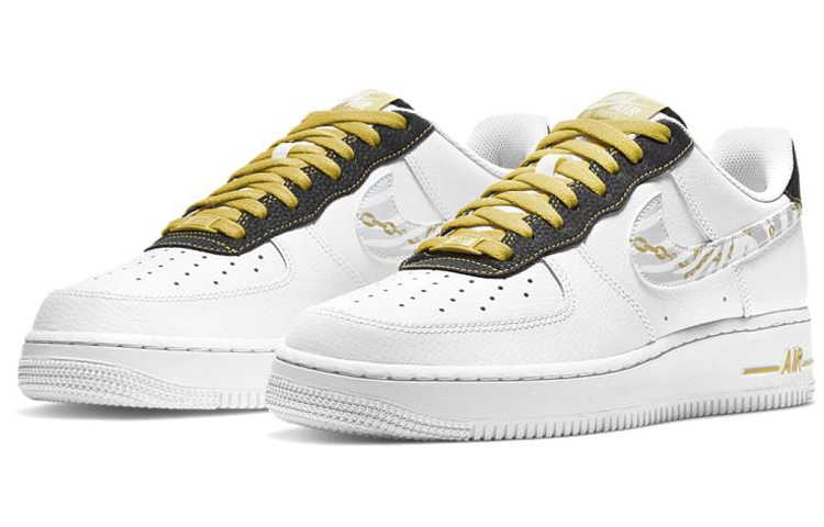 Мужские кеды Nike Air Force 1 (бело-золотые) — фото 3