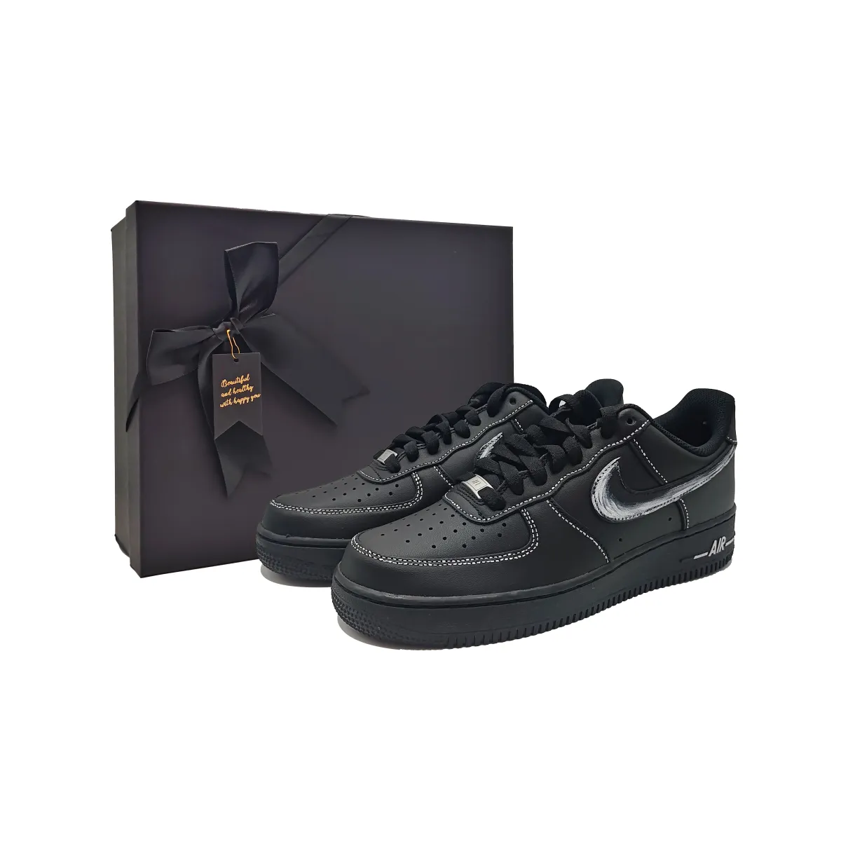Nike Air Force 1 Shadow Dance Iridescent Slip Resistant Abrasion Resistant Low top Skateboard Shoes Unisex Black White