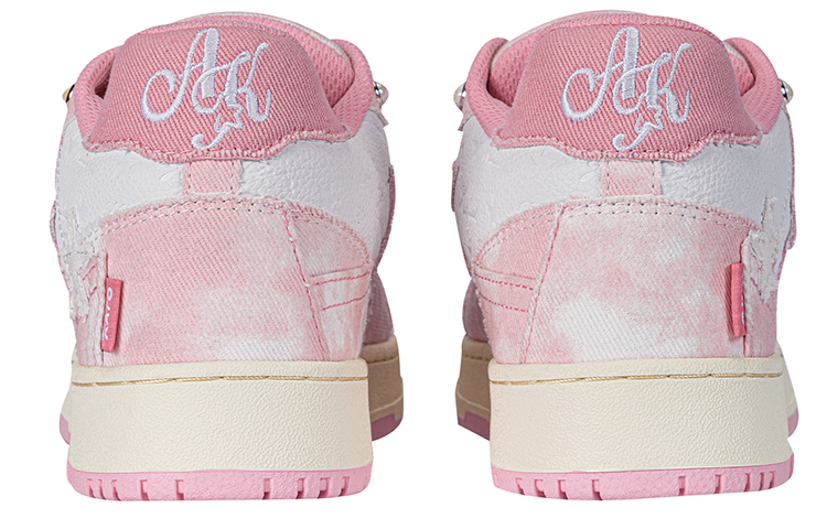 KAALIXTO Pink Cloud Stars Shoes Low top Skateboard Shoes Unisex Pink White