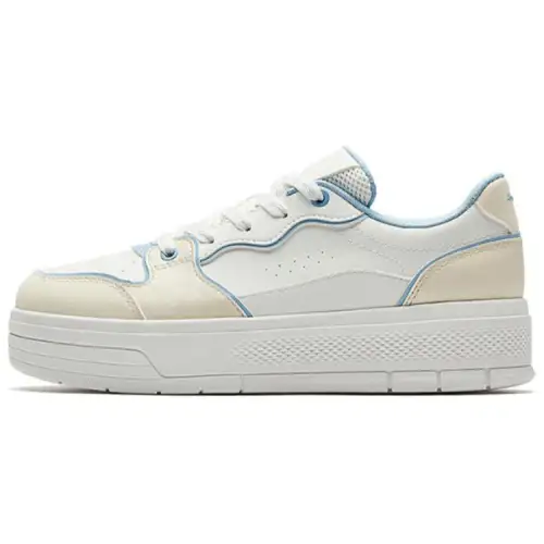 Anta Breathable Lightweight Height Increasing Low top Skateboard Shoes Women's White Blue Beige