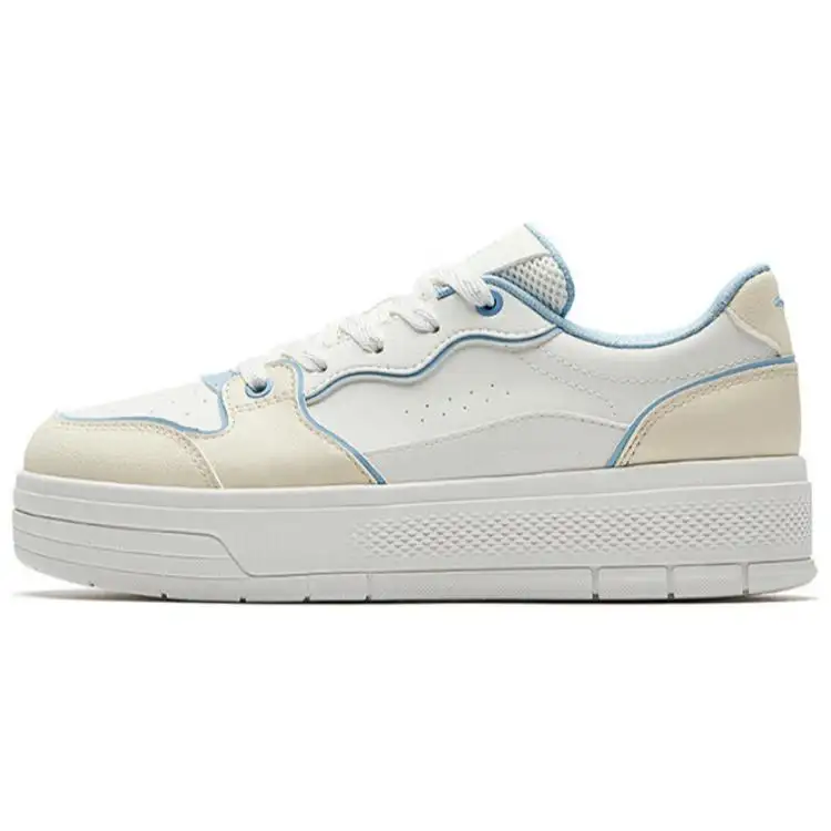 Anta Breathable Lightweight Height Increasing Low top Skateboard Shoes Women's White Blue Beige