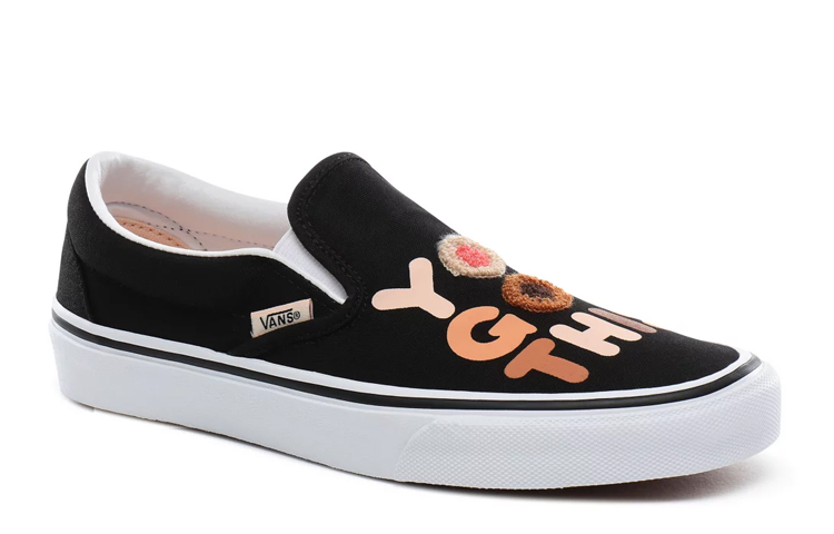 Слипоны Vans CLASSIC SLIP-ON Breast Cancer Awareness Classic (черно-белые) — Чёрный / белый — фото 3