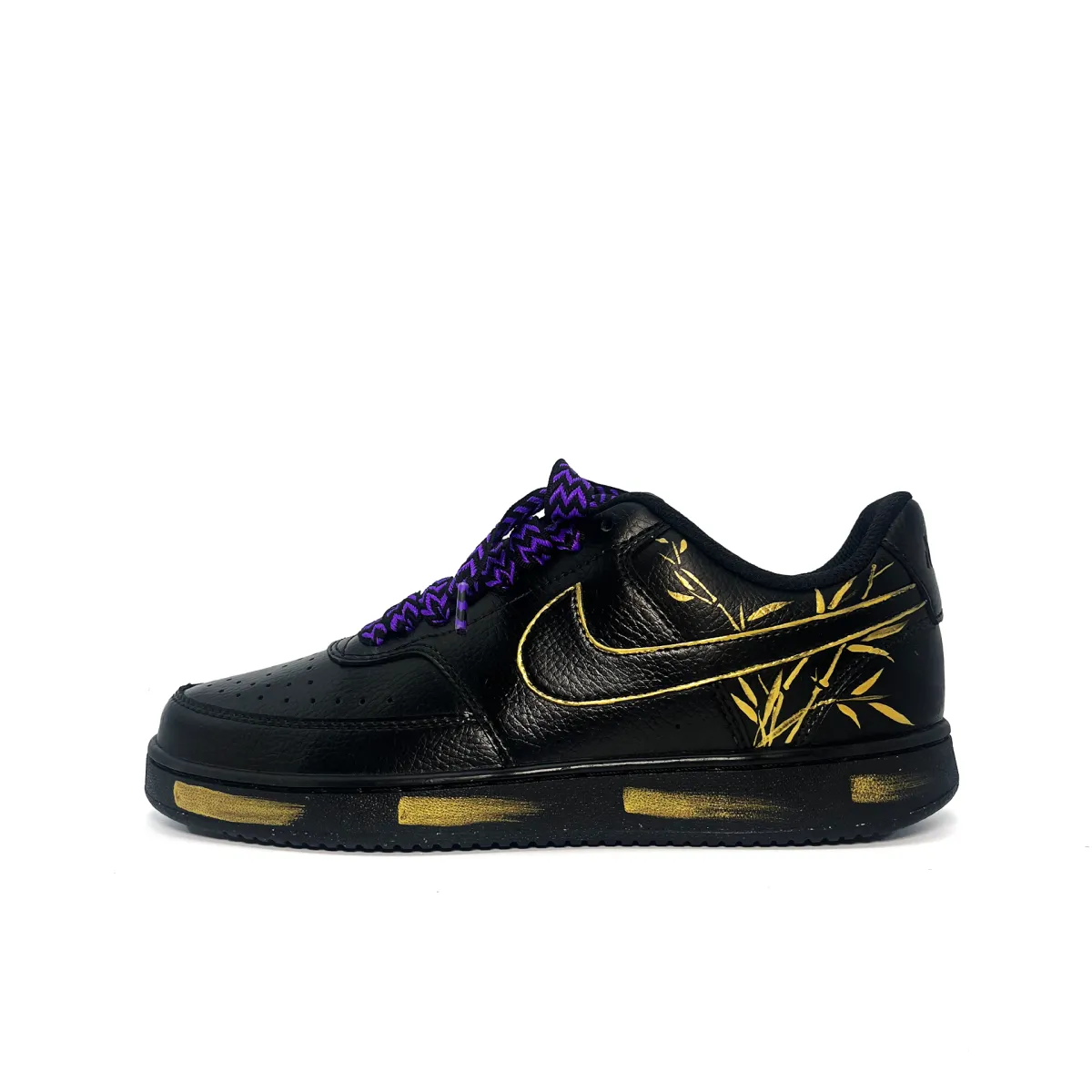 Nike Court Vision Golden Bamboo Abrasion Resistant Low top Skateboard Shoes Unisex Black Gold