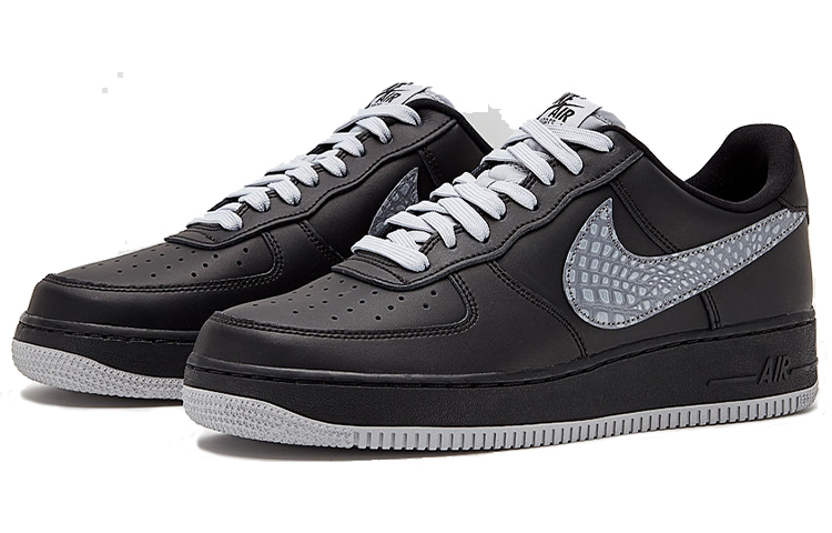 Мужские кроссовки Nike Air Force 1 (черный цемент) — Чёрный / серый — фото 3