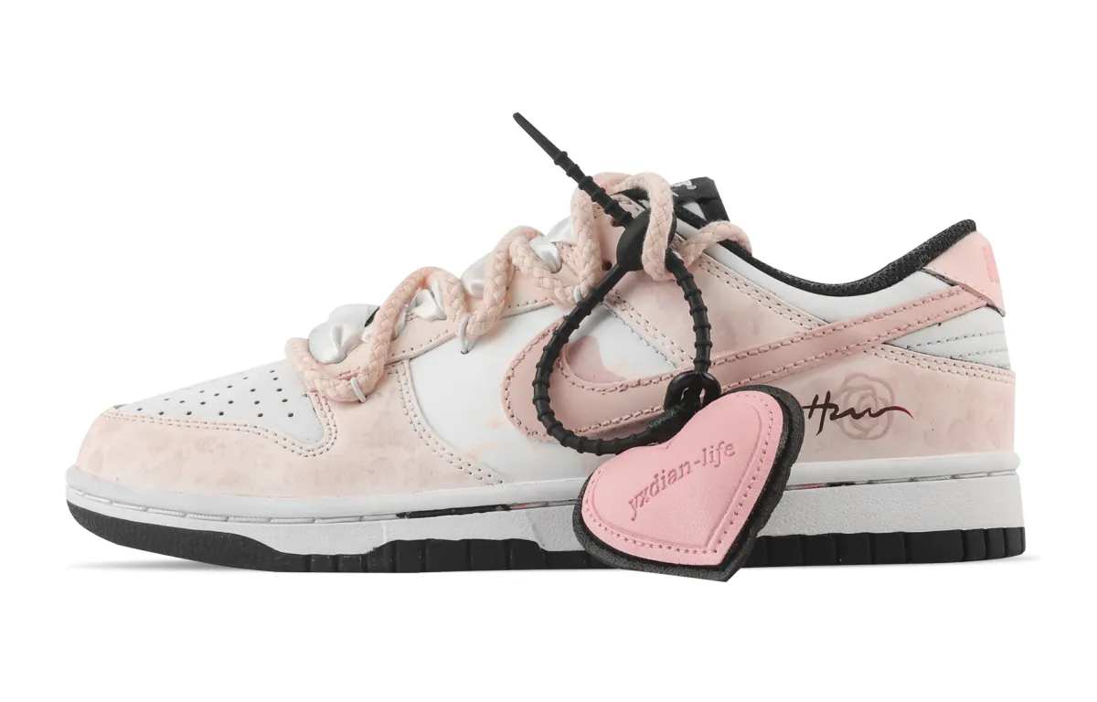 Nike Dunk Pink Peach Track Abrasion Resistant Slip Resistant Low top Skateboard Shoes Unisex