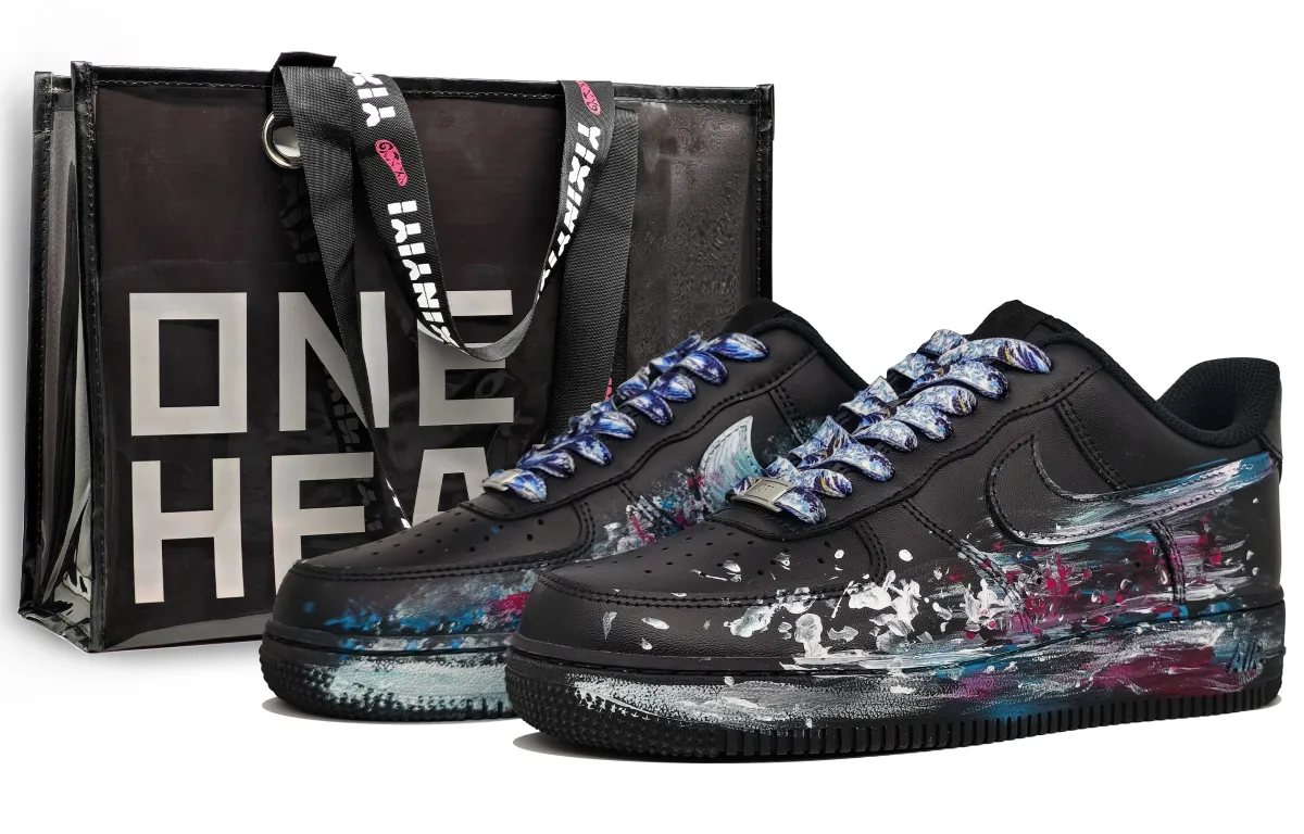 Nike Air Force 1 Abrasion Resistant Abrasion Resistant Low top Skateboard Shoes Unisex Black Blue