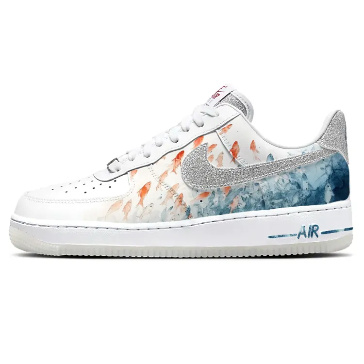 Nike Air Force 1 Wave Fish Leap Slip Resistant, Abrasion Resistant, Breathable Low top Skateboard Shoes Women's