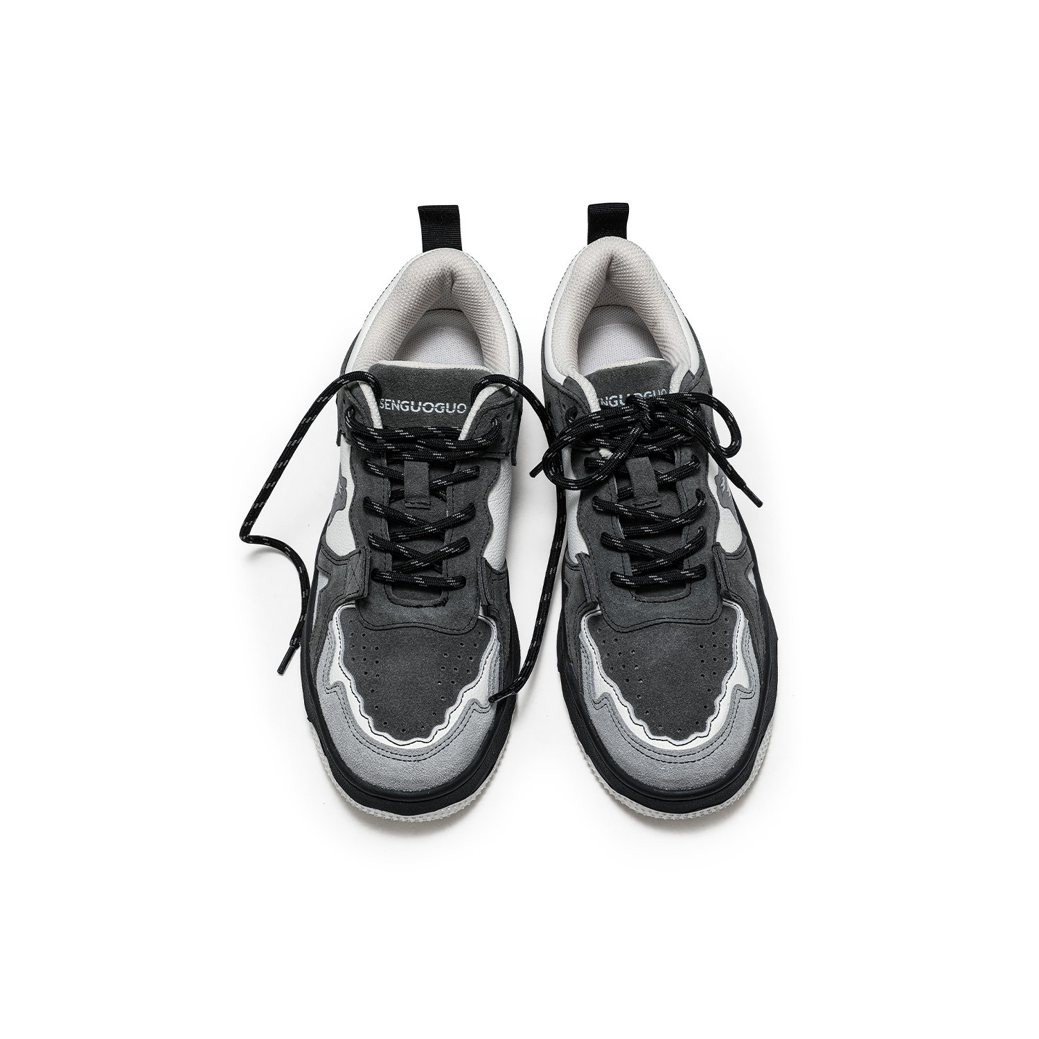SENGUOGUO Low top Skateboard Shoes Unisex Black Gray