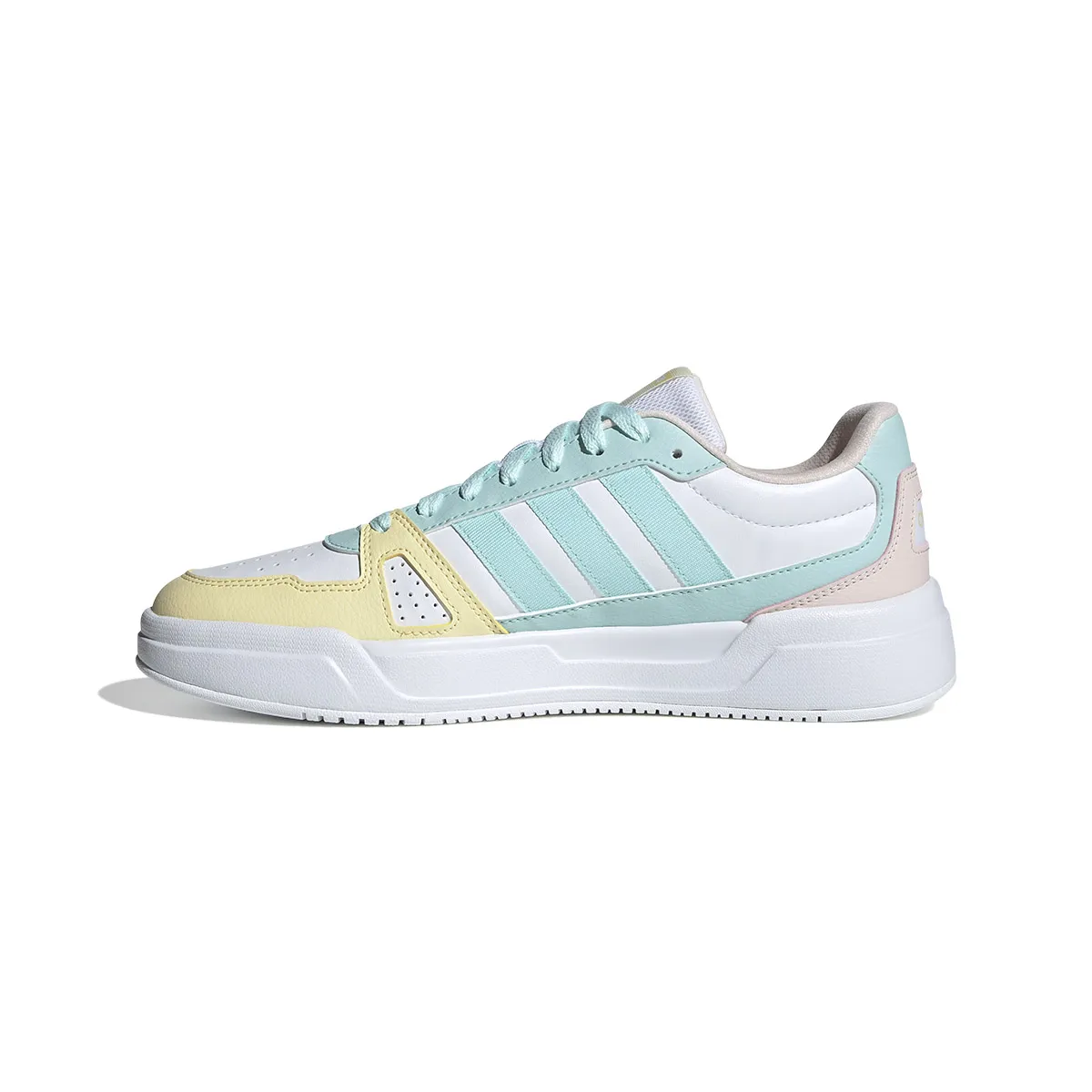 Adidas LITE BALLER Breathable Moisture Wicking Low top Skateboard Shoes Women's White Cyan Yellow Pink