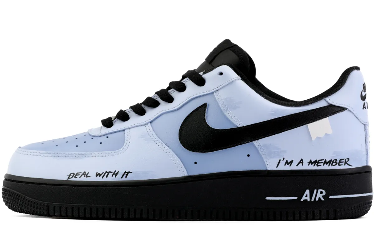 Nike Air Force 1 Abrasion Resistant Height Increasing Low top Skateboard Shoes Unisex Blue Black