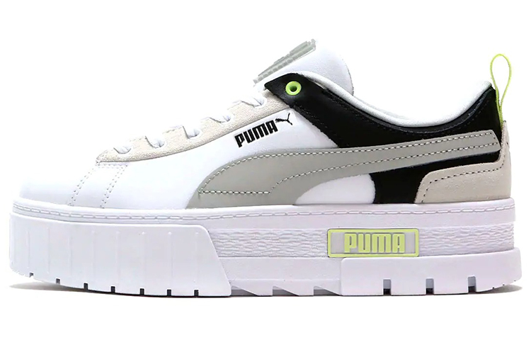 PUMA Mayze Slip Resistant Cushioning Abrasion Resistant Low top Skateboard Shoes Women's White Black Gray