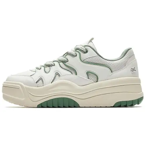 ANTA Wave Skateboard Shoes Women's Low Top Ivory Ripe Jasmine Green