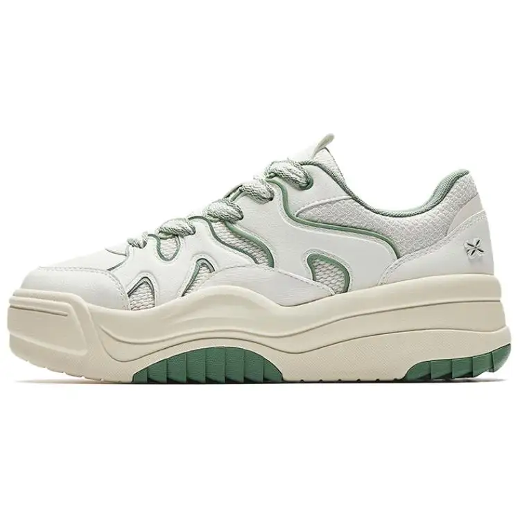 ANTA Wave Skateboard Shoes Women's Low Top Ivory Ripe Jasmine Green