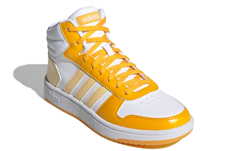 Женские кроссовки adidas neo Hoops 2.0 Mid (белый / желтый) — Белый / жёлтый — фото 3