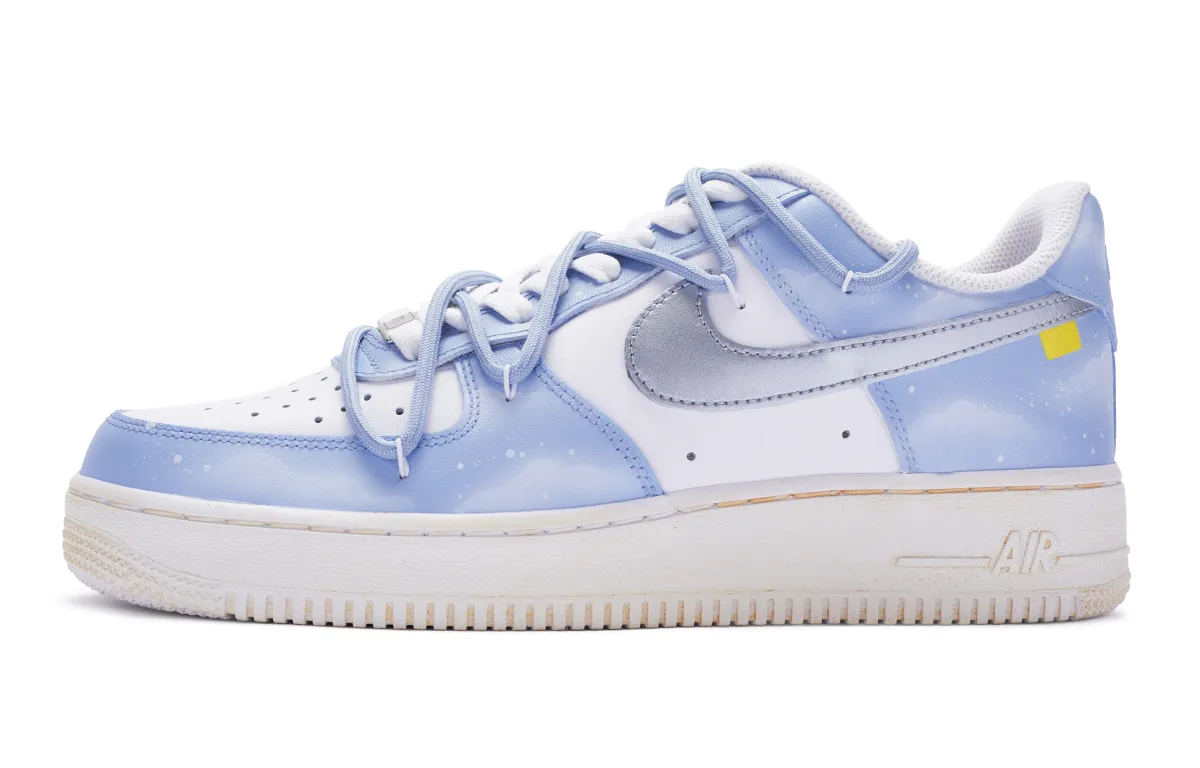 Nike Air Force 1 Skateboard Shoes Women's Silver White Blue